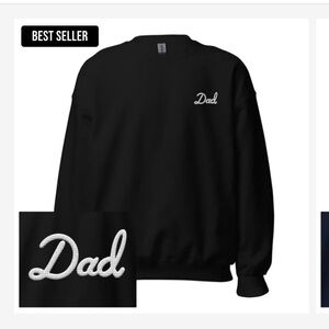 Classic Black Crewneck Sweater with 'Dad' Embroidery